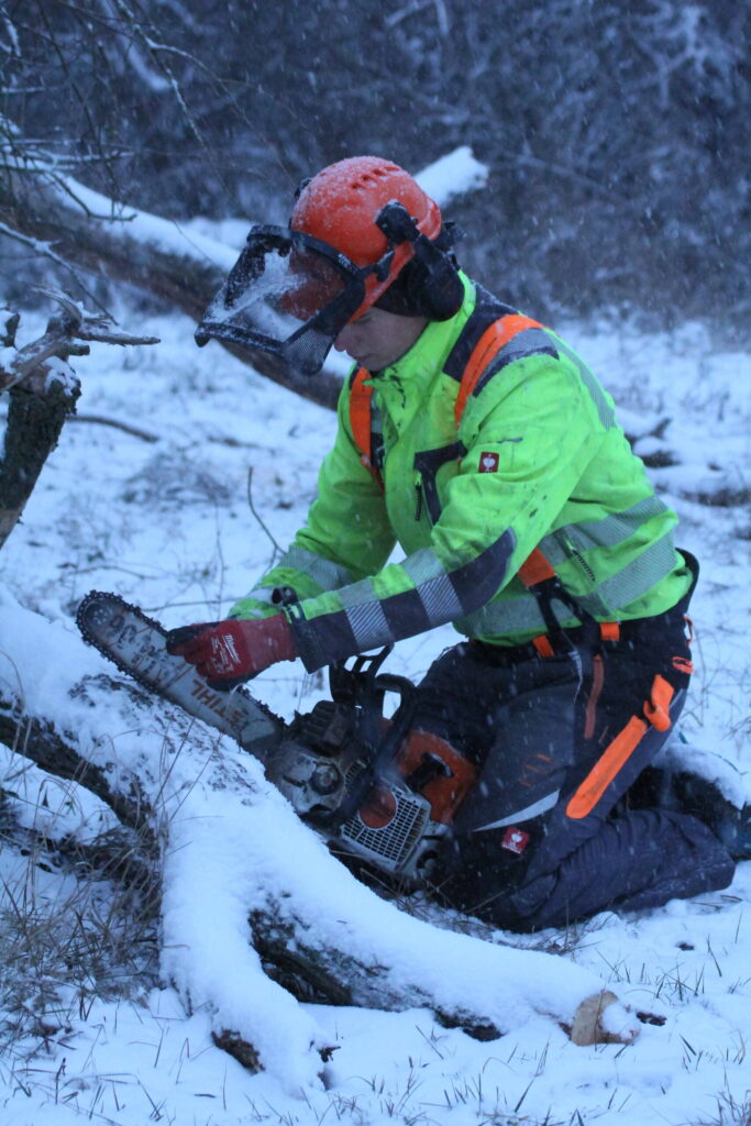 Stihl láncfűrész élezése havas tájjal
